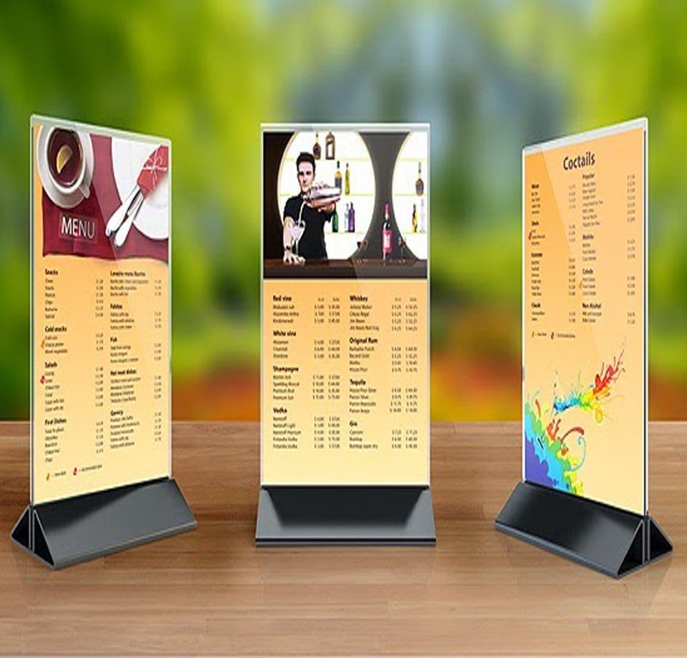 Kệ menu A5 tam giác đế rời KM-25111222